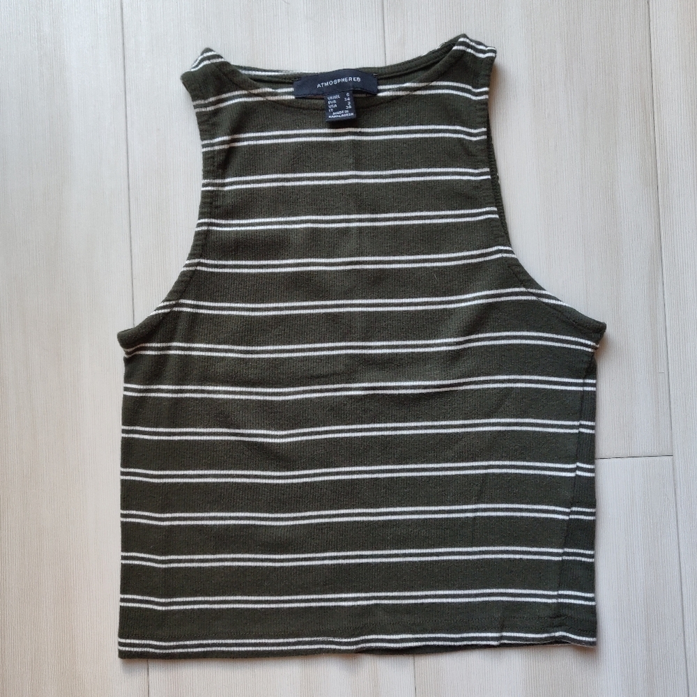 Army Green striped crop top